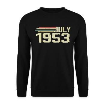 Geburtstag Juli 1953 Jahr 1953 Juli Jahrgang 1953 - Unisex Pullover - Schwarz - Vorne - Alina (178cm) & Michal (187cm)
