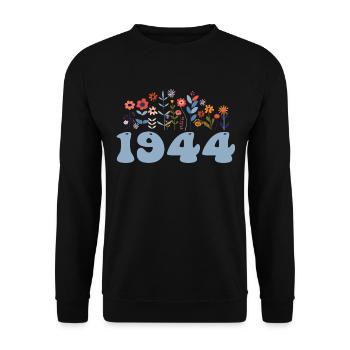1944 Blumenmuster 1944 Blumen-thema Blumen 1944 - Unisex Pullover - Schwarz - Vorne - Alina (178cm) & Michal (187cm)