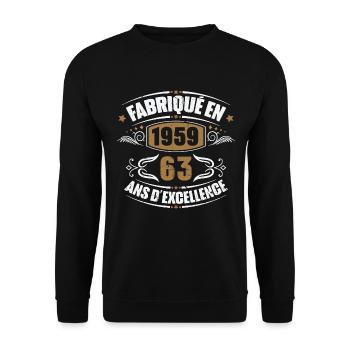 Fabriqué en 1959, 63 ans d'excellence - Sweat-shirt Unisexe - noir - Devant - Alina (178cm) & Michal (187cm)