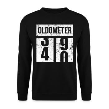 40 Oldometer 40. Geburtstagsgeschenkidee - Unisex Pullover - Schwarz - Vorne - Alina (178cm) & Michal (187cm)