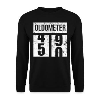 50 Oldometer 50. Geburtstagsgeschenkidee - Unisex Pullover - Schwarz - Vorne - Alina (178cm) & Michal (187cm)