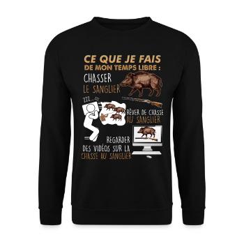 Chasse au sanglier, Blague drôle - Sweat-shirt Unisexe - noir - Devant - Alina (178cm) & Michal (187cm)