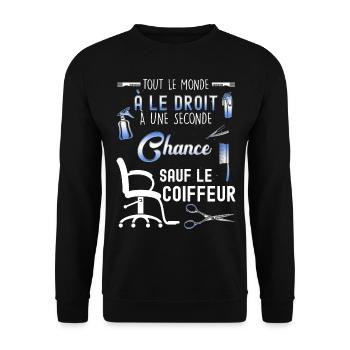 Coiffeur humour cadeau métier coiffure - Sweat-shirt Unisexe - noir - Devant - Alina (178cm) & Michal (187cm)