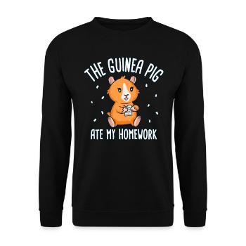 Meerschweinchen hat Hausaufgaben gegessen - Unisex Pullover - Schwarz - Vorne - Alina (178cm) & Michal (187cm)