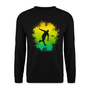 Disc Golf Discgolf Spieler retro Discgolfer Motiv - Unisex Pullover - Schwarz - Vorne - Alina (178cm) & Michal (187cm)