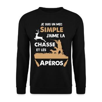 Chasse et apéro Papy Chasseur Cool Apéritif - Sweat-shirt Unisexe - noir - Devant - Alina (178cm) & Michal (187cm)