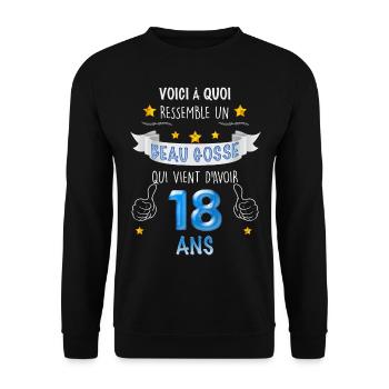 Mon beau gosse de 18 ans anniversaire fils - Sweat-shirt Unisexe - noir - Devant - Alina (178cm) & Michal (187cm)