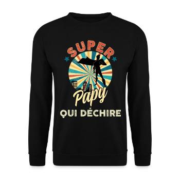 Super papy qui déchire C'est Mon Grand-Père - Sweat-shirt Unisexe - noir - Devant - Alina (178cm) & Michal (187cm)