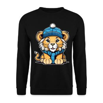 Mignon lionceau avec chapeau d’hiver - Sweat-shirt Unisexe - noir - Devant - Alina (178cm) & Michal (187cm)