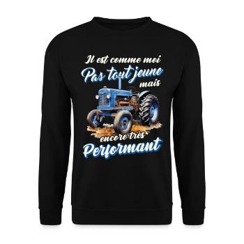 Tracteur ancien agriculteur humour vieux tracteurs - Sweat-shirt Unisexe - noir - Devant - Alina (178cm) & Michal (187cm)