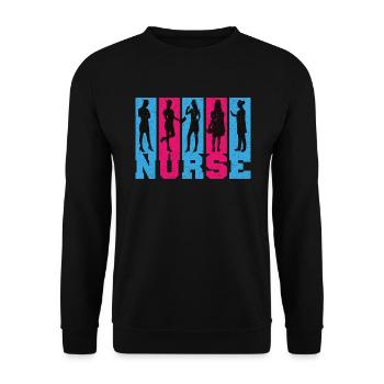 Nurse Krankenschwester Spruch Statement Beruf - Unisex Pullover - Schwarz - Vorne - Alina (178cm) & Michal (187cm)