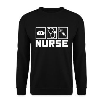 Nurse Krankenschwester Spruch Statement Beruf - Unisex Pullover - Schwarz - Vorne - Alina (178cm) & Michal (187cm)