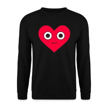 Rotes Herz Gesicht Valentinstag Liebe - Unisex Pullover - Schwarz - Vorne - Alina (178cm) & Michal (187cm)