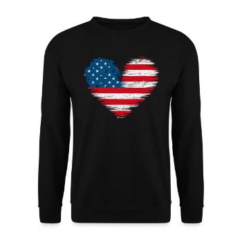 Amerikanisches Herz USA Amerika 4 Juli - Unisex Pullover - Schwarz - Vorne - Alina (178cm) & Michal (187cm)