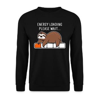 Sloth Energy Loading Please Wait - Unisex Sweatshirt - black - Front - Alina (178cm) & Michal (187cm)