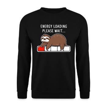 Sloth Energy Loading Please Wait - Unisex Sweatshirt - black - Front - Alina (178cm) & Michal (187cm)