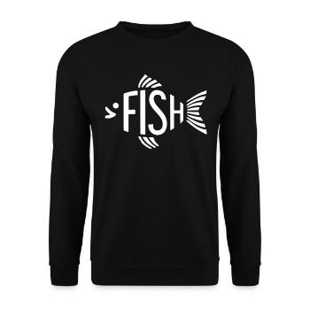 Os de poisson, squelette, pêche à chevrons - Sweat-shirt Unisexe - noir - Devant - Alina (178cm) & Michal (187cm)