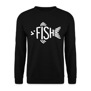 Os de poisson, squelette, pêche à chevrons - Sweat-shirt Unisexe - noir - Devant - Alina (178cm) & Michal (187cm)