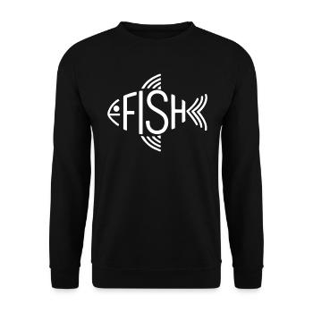 Os de poisson, squelette, pêche à chevrons - Sweat-shirt Unisexe - noir - Devant - Alina (178cm) & Michal (187cm)