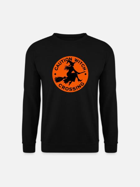 Halloween Hexe Hexenbesen Caution Witch Crossing - Unisex Pullover - Schwarz
