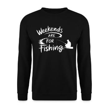 Weekends are for Fishing Fischen Angeln - Unisex Sweatshirt - black - Front - Alina (178cm) & Michal (187cm)