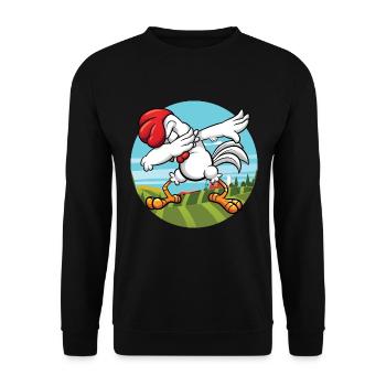 Dabbing Chicken | Dancing Farm Animal Rooster - Unisex Sweatshirt - black - Front - Alina (178cm) & Michal (187cm)