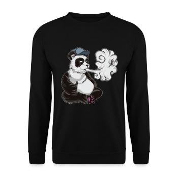 Vaping Panda Bear Illustration | Animal Vape - Unisex Pullover - Schwarz - Vorne - Alina (178cm) & Michal (187cm)