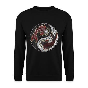 Koi Yin Yang | Aquarium de pêche - Sweat-shirt Unisexe - noir - Devant - Alina (178cm) & Michal (187cm)