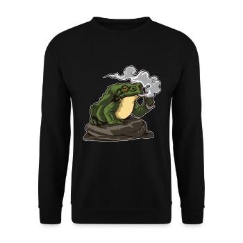 Vaping Toad | Kröte Vape Vaper Frosch Chill Relax - Unisex Pullover - Schwarz - Vorne - Alina (178cm) & Michal (187cm)