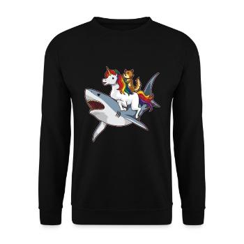 Hai Einhorn Chat - Merveilleuse amitié - Sweat-shirt Unisexe - noir - Devant - Alina (178cm) & Michal (187cm)