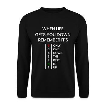 Motorbike Motorcycle Gears When Life Gets You Down - Unisex Pullover - Schwarz - Vorne - Alina (178cm) & Michal (187cm)