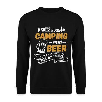 Camping und Bier Wohnmobil Camper Geschenk - Unisex Pullover - Schwarz - Vorne - Alina (178cm) & Michal (187cm)