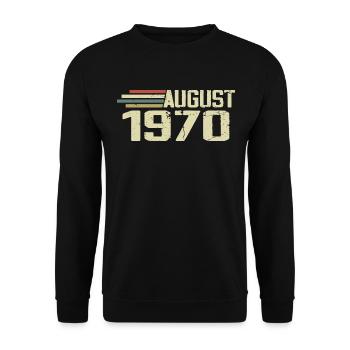 Né en août 1970 Anniversaire Millésime août 1970 - Sweat-shirt Unisexe - noir - Devant - Alina (178cm) & Michal (187cm)
