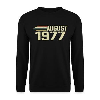 Geboren August 1977 Jubiläum August 1977 Jahrgang - Unisex Pullover - Schwarz - Vorne - Alina (178cm) & Michal (187cm)