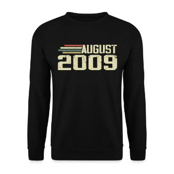 Né en août 2009 Anniversaire Millésime août 2009 - Sweat-shirt Unisexe - noir - Devant - Alina (178cm) & Michal (187cm)