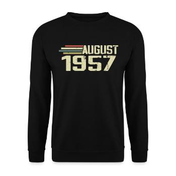 Geboren August 1957 Jubiläum August 1957 Jahrgang - Unisex Pullover - Schwarz - Vorne - Alina (178cm) & Michal (187cm)
