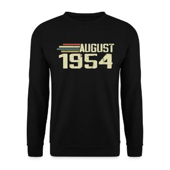 Geboren August 1954 Jubiläum August 1954 Jahrgang - Unisex Pullover - Schwarz - Vorne - Alina (178cm) & Michal (187cm)