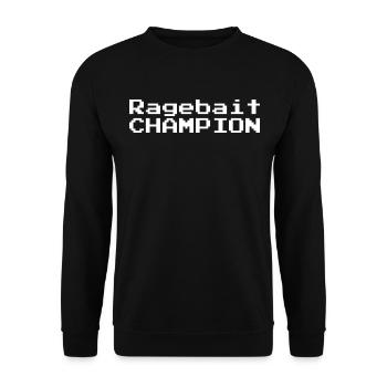 Ragebait CHAMPION weiss - Unisex Pullover - Schwarz - Vorne - Alina (178cm) & Michal (187cm)
