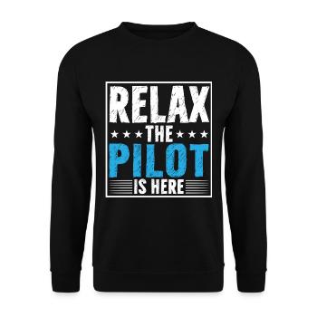Détendez-vous le pilote est ici - Sweat-shirt Unisexe - noir - Devant - Alina (178cm) & Michal (187cm)