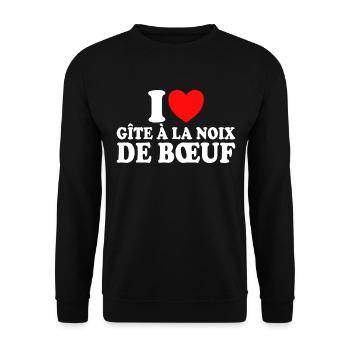 Boucher I Love Gîte À La Noix De Boeuf - Sweat-shirt Unisexe - noir - Devant - Alina (178cm) & Michal (187cm)