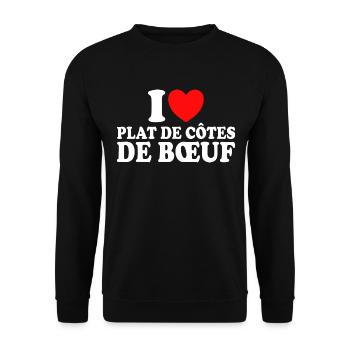 Boucher I Love Plat De Côtes De Boeuf - Sweat-shirt Unisexe - noir - Devant - Alina (178cm) & Michal (187cm)