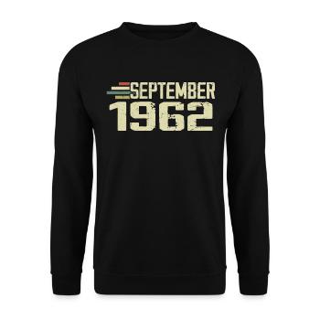 September 1962 Vintage Geschenkidee September 1962 - Unisex Pullover - Schwarz - Vorne - Alina (178cm) & Michal (187cm)