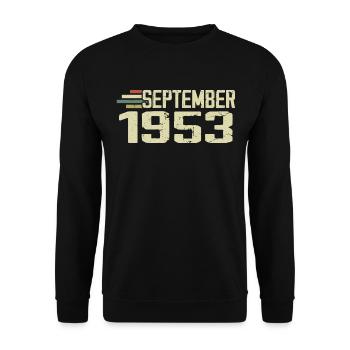 September 1953 Vintage Geschenkidee September 1953 - Unisex Pullover - Schwarz - Vorne - Alina (178cm) & Michal (187cm)