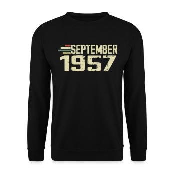 September 1957 Vintage Geschenkidee September 1957 - Unisex Pullover - Schwarz - Vorne - Alina (178cm) & Michal (187cm)