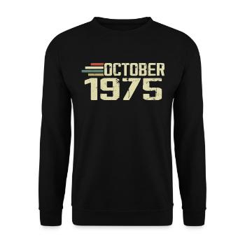 October 1975 - Geburtstag im Oktober 1975 - Unisex Pullover - Schwarz - Vorne - Alina (178cm) & Michal (187cm)
