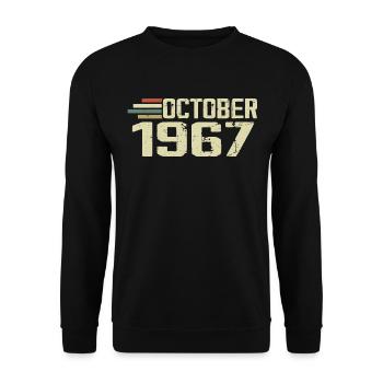 October 1967 - Geburtstag im Oktober 1967 - Unisex Pullover - Schwarz - Vorne - Alina (178cm) & Michal (187cm)