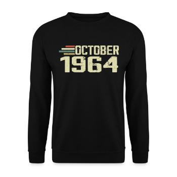 October 1964 - Geburtstag im Oktober 1964 - Unisex Pullover - Schwarz - Vorne - Alina (178cm) & Michal (187cm)