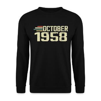 October 1958 - Geburtstag im Oktober 1958 - Unisex Pullover - Schwarz - Vorne - Alina (178cm) & Michal (187cm)