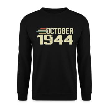 October 1944 - Geburtstag im Oktober 1944 - Unisex Pullover - Schwarz - Vorne - Alina (178cm) & Michal (187cm)