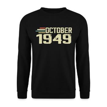 October 1949 - Geburtstag im Oktober 1949 - Unisex Pullover - Schwarz - Vorne - Alina (178cm) & Michal (187cm)